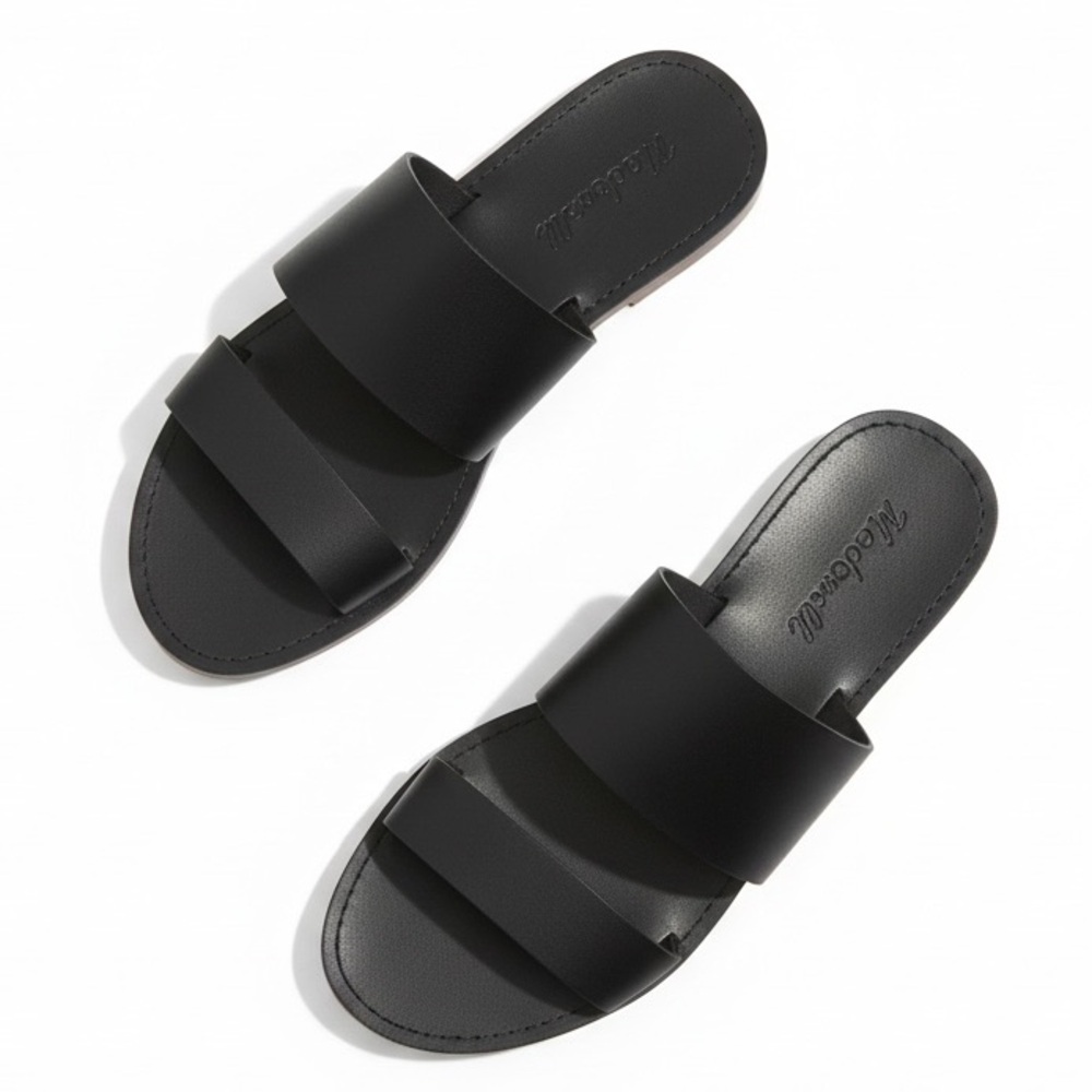 Madewell Black Leather Double Strap Sandals Size 10